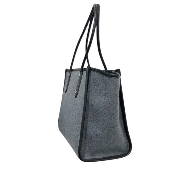 Kate Spade New York Black/Grey Ella Felt and Leather Large Top Zip Tote EUC 499 - Picture 2 of 16